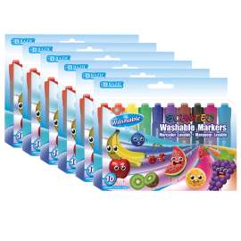 BAZIC Washable Markers, Scented, 10 Colors, 6 Packs