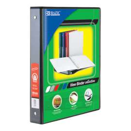 BAZIC 3-Ring View Binder with 2 Pockets, 1", Black