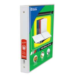 BAZIC 3-Ring View Binder with 2 Pockets, 1", White