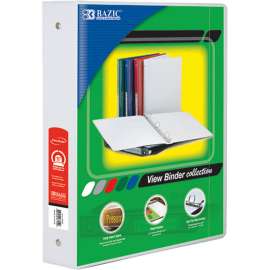 BAZIC 3-Ring View Binder with 2 Pockets, 1.5", White