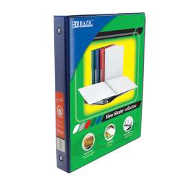 BAZIC 3-Ring View Binder with 2 Pockets, 1", Blue