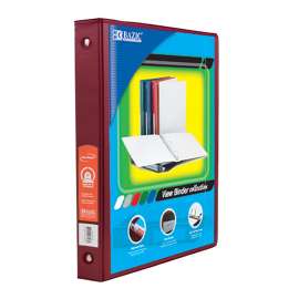 BAZIC 3-Ring View Binder with 2 Pockets, 1", Burgundy
