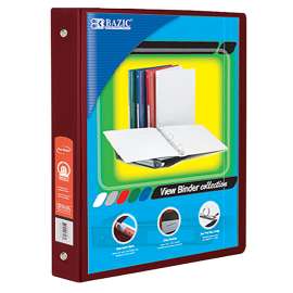 BAZIC 3-Ring View Binder with 2 Pockets, 1.5", Burgundy
