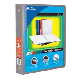 BAZIC 3-Ring View Binder with 2 Pockets, 1.5", Gray
