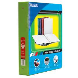 BAZIC 3-Ring View Binder with 2 Pockets, 1.5", Lime Geen