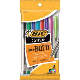 Cristal Xtra Bold Ball Pen, Assorted Colors, Pack of 8