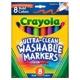 Crayola Ultra-Clean Washable Markers, Broad Line, Bold Colors, 8 Count