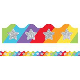 Sparkle + Shine Glitter Stars on Rainbow Scalloped Borders
