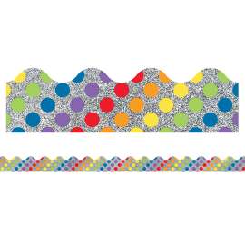 Sparkle + Shine Rainbow Dots on Glitter Scalloped Borders