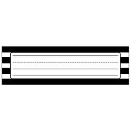 Simply Stylish Black & White Stripe Nameplates, 9.5" x 2.875", Pack of 36