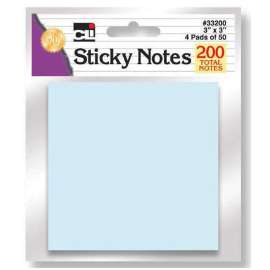 Sticky Notes - 3" x 3" - Assorted Pastel, 4 Pads of 50 Sheets