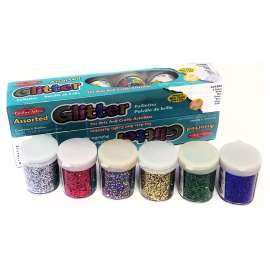 Creative Arts Glitter, Assorted Colors, .75 oz. Shakers, 12 Per Pack, 2 Packs