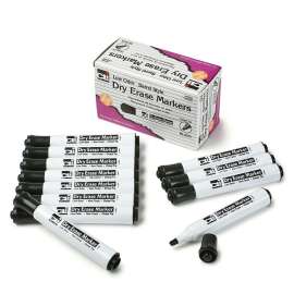 Barrel Style Dry Erase Markers, Chisel Tip, Black, 12 Per Box, 4 Boxes