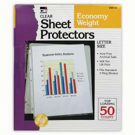 Sheet Protectors, Economy Weight, Letter Size, Clear, 50 Per Box, 5 Boxes