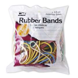 Charles Leonard Rubber Bands, Assorted Colors, 1-3/8oz Bag, 12 Bags