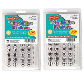 Wiggle Eyes Stickers, Black, Pack of 1000, Bundle of 2 Packs