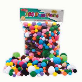 Creative Arts Assorted Pom-Poms, 300 Per Pack, 4 Packs