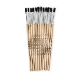 Flat Tip Paint Brushes, 1/4" - Natural Bristle, Short, 12 per Set, 6 Sets