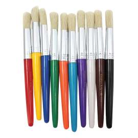 Creative Arts Stubby Round Brushes, Assorted Colors, 10 Per Pack, 3 Packs