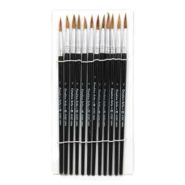 Water Color Paint Brushes, #7 - 3/4" Camel Hair, Black Handle, 12 Per Set, 6 Sets