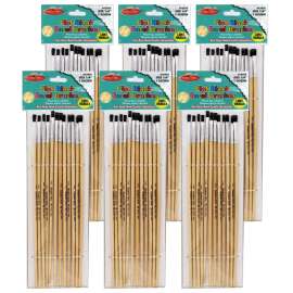 Flat Tip Easel Paint Brushes, 1/4", 12 Per Set, 6 Sets