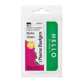 Self-Adhesive Name Badges, Hello, Green