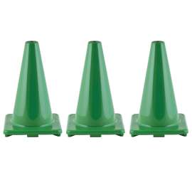 (3 EA) FLEXIBLE VINYL CONE 12IN GREEN WEIGHTED