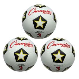 Rubber Cover Soccer Ball, Size 3, Pack of 3