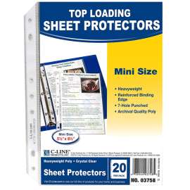 Mini-Size Top Loading Clear Poly Sheet Protectors, 20/PK