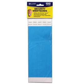 DuPont Tyvek Security Wristbands, Blue, 100/Pack