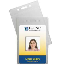 Poly ID Badge Holder, Vertical, 12 pk