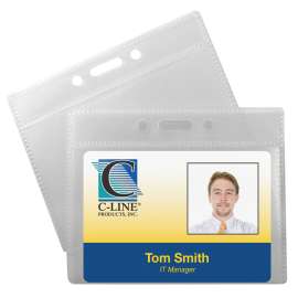 Poly ID Badge Holders, Horizontal, 12pk