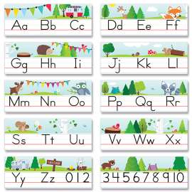 Woodland Friends Traditional Manuscript Alphabet Line Bulletin Board