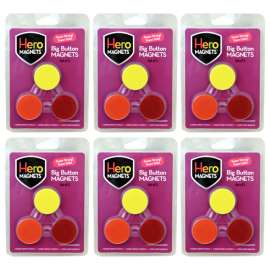 Hero Magnets: Big Button Magnets, 3 Per Pack, 6 Packs