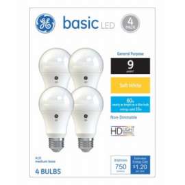 GE 4PK 10W SW A19 Bulb