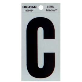 3" BLK Refl Letter C