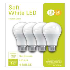 4PK 10W SW A19 Bulb