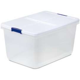 66QT WHT/BLU Latch Bin