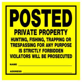 11x11 YEL PrivProp Sign