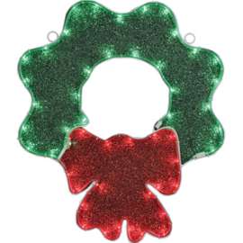 HW GRN Wreath/RED Bow