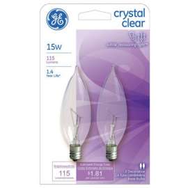 GE 2PK 15W CLR BT Bulb