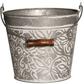 12" Galv/WHT Planter