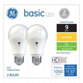 GE 2PK 13W SW A19 Bulb