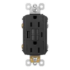 15A BLK USB AC Outlet