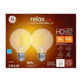 GE 2PK 4.5W SW G25 Bulb