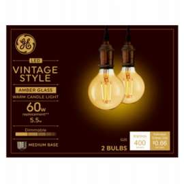 GE 2PK 5.5W WW G25 Bulb