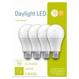 4PK 10W Day A19 Bulb
