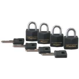 4PK 3/4"BLK ALU Padlock