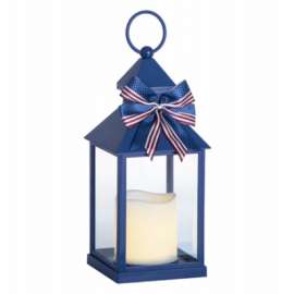 10.75"BLU Resin Lantern