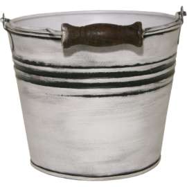 6" WHT Banded Planter